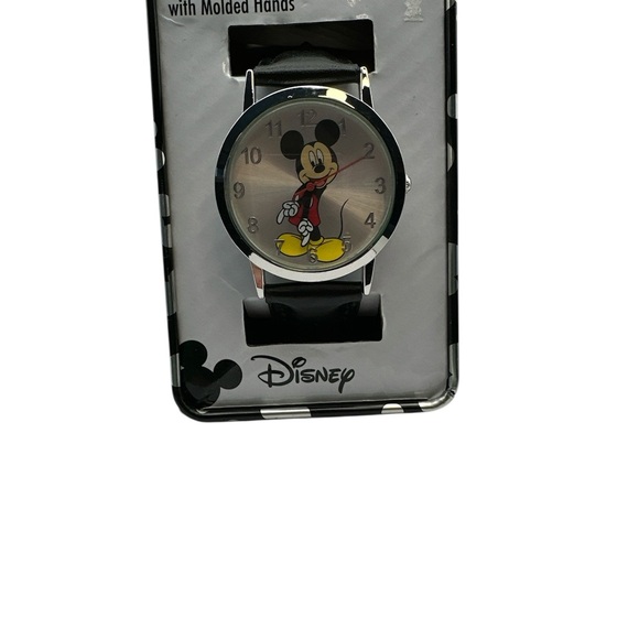 NIB Disney Mickey Mouse Silver and Black Quartz Watch - Picture 5 of 9